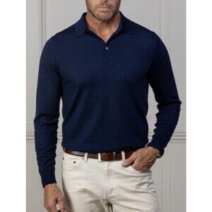 NEW Collars & Co Merino Wool Long Sleeve Polo Sweater Mens XXL Luxury Preppy